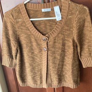 Liz & Co Cropped Cotton Blend Cardigan Size S